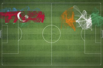 Azerbaijan vs Ivory Coast Soccer Match, national colors, national flags, soccer field, football