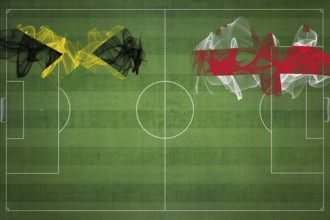 Jamaica vs Georgia Soccer Match, national colors, national flags, soccer field, football game,