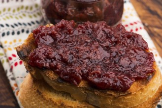 Bread with sweet cherry jam