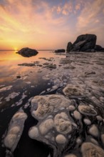 A dramatic sunset seascape at a northern California beach. USA