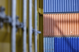 Container in Duisburg harbour, detail, Rhine, Duisburg, North Rhine-Westphalia, Germany
