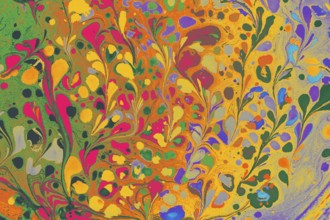 Abstract marbling floral pattern for fabric, tile design. background texture