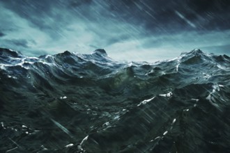 3D Rendering Ocean Wave mit Sturm . Ansicht schließen