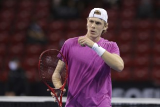 Sofia, Bulgaria - 10 November, 2020: Canada's Denis Shapovalov reacts during his ATP 250 Sofia Open