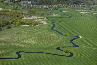 Neubrandenburg, the Tollense River, Mecklenburg-Western Pomerania, Germany, aerial photo from a