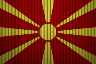 Macedonia Flag painted on the cracked grunge concrete wall