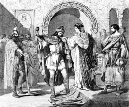 Theodelinda, queen of the Lombards, meets Agilulf, Duke of Turin and king of the Lombards