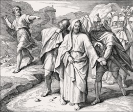 Shimei Curses David, Old Testament, by Julius Schnorr von Carolsfeld