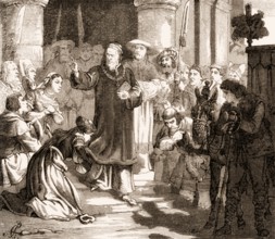 Pope Gregory VI leaving Avignon, Pope from 1 May 1045 until his abdication at the Council of Sutri