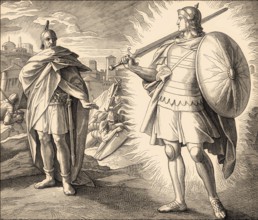 Joshua and the Angel, Old Testament, by Julius Schnorr von Carolsfeld, 1860
