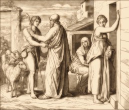 Jacob works for Laban, Old Testament, by Julius Schnorr von Carolsfeld, 1860
