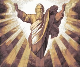 The Creation of Light, Old Testament, by Julius Schnorr von Carolsfeld, 1860, digitally altered