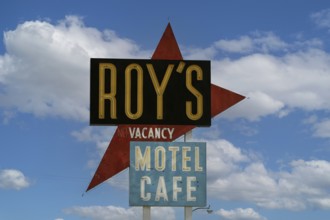 Petrol station, gift shop and tourist attraction Roy's Motel & Cafe on Route 66, Amboy, California,