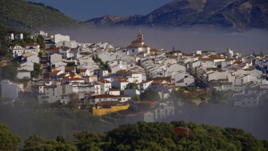 White villages, White village, Gaucin, Fog, Sunrise, Andalusia, Spain, Andalusia, Spain