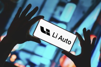 In this photo illustration, the Li Auto logo is displayed on a smartphone screen