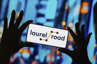 In this photo illustration, the Laurel Road logo is displayed on a smartphone screen