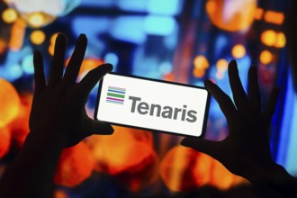 In this photo illustration, the Tenaris logo is displayed on a smartphone screen