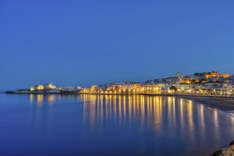The beautiful town of Vieste on the Gargano in Apulia, Italy, by night