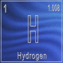 Hydrogen chemical element, Sign with atomic number and atomic weight, Periodic Table Element