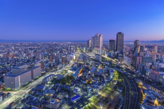 Nagoya Aichi Japan, city skyline night at Nagoya railway station and business center