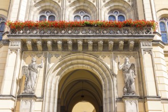 Town hall at old market square of Zittau in Saxony, Germany