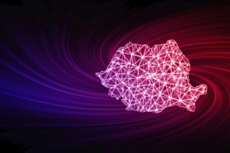 Map of Romania, Polygonal mesh line map, modern map