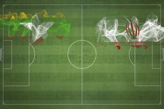 Myanmar vs Iran Soccer Match, national colors, national flags, soccer field, football game,