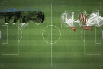 Estonia vs Iran Soccer Match, national colors, national flags, soccer field, football game,