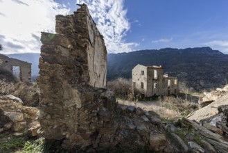Lost place, abandoned houses and ruins in the ghost village, Gairo Vecchio, Gairo, Ogliastra,