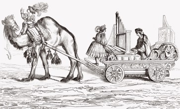 Paul Hofhaimer, 1459-1537, ein österreichischer Organist und Komponist auf einem Wagen mit