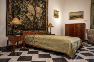 Krakow, Poland, March 23, 2024, Antique bedroom at the Wawel castle