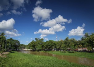 River in central siem reap old town tourist area in cambodia near angkor wat