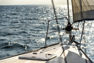 Bow of a sailing yacht on the sea