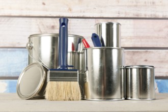 Painting the interior with tins brushes and paint