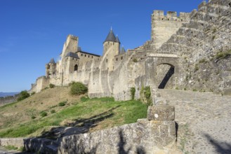 Aude gate, Carcasona, fortified villa, Aude, Languedoc-Rosellón region. French Republic