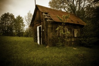 Old abandones lonely house near the forest