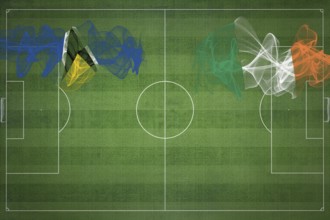 Saint Lucia vs Ireland Soccer Match, national colors, national flags, soccer field, football game,