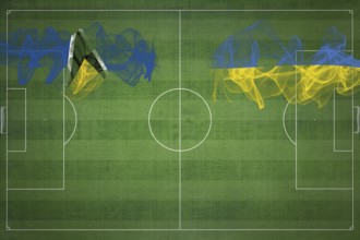Saint Lucia vs Ukraine Soccer Match, national colors, national flags, soccer field, football game,