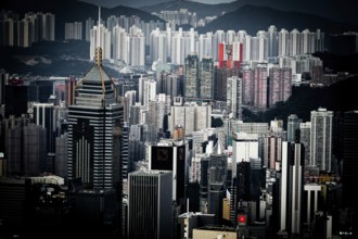 Skyscrapers of Hong Kong which is visible from the Victoria Peak. Shooting Location: Hong Kong