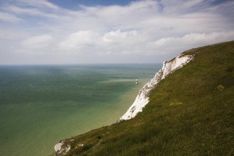 Famous lighthouse on Beachy Head near Eastbourne. East Sussex