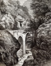 Pont de Hourat, Route des Eaux-Bonnes aux Eaux-Chaudes, Basses-Pyrénées, France