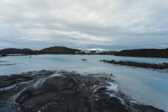 The photo shows a section of the blue lagoon from Iceland at midsummer