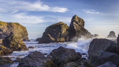 Waves Crashing on a Rocky Coast, Color Image, Landscape