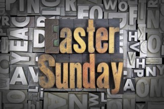 Easter Sunday written in vintage letterpress type