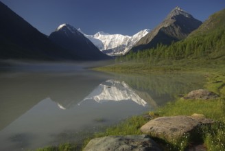 Beautiful mountain landscape near the lake. Mountain Lake. Kind of mountainous terrain and the