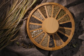 Food, Different types of cereals top view