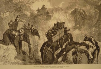 Lithographs The Prince of Wales in Terai crossing Nullah in Jungle, India
