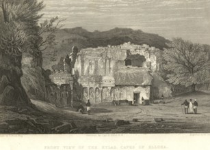 Front view of Kylas, caves of Ellora, Aurangabad, Maharashtra, India