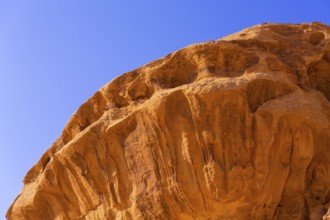 Wadi Rum, Jordan beautiful view of mountain sandstone rocks close-up