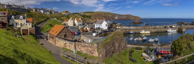 Harbour of the fishing village St. Abbs, Scottish Borders, Scotland, Great Britain